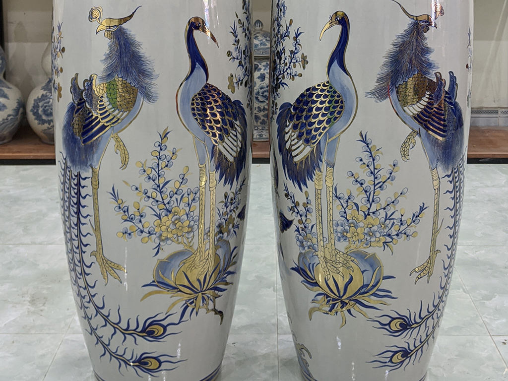 Lọ lộc bình Bát Tràng Tài Lộc vẽ vàng công nghệ nano 1m4 6