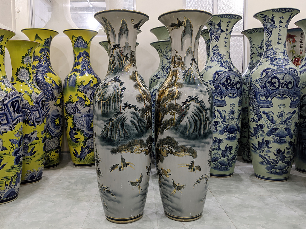 Lọ lộc bình Bát Tràng Bách Hạc Quần Tùng 1m4 vẽ vàng công nghệ nano 4