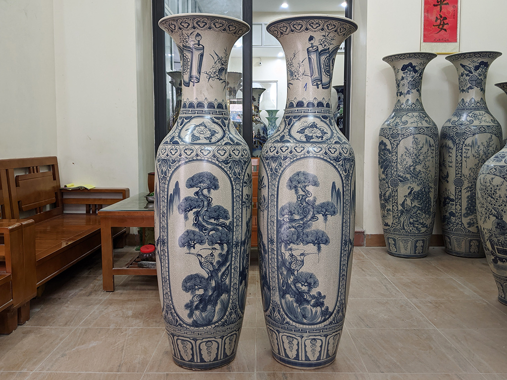 Lọ lộc bình men rạn cổ Tứ Quý 1m6 4