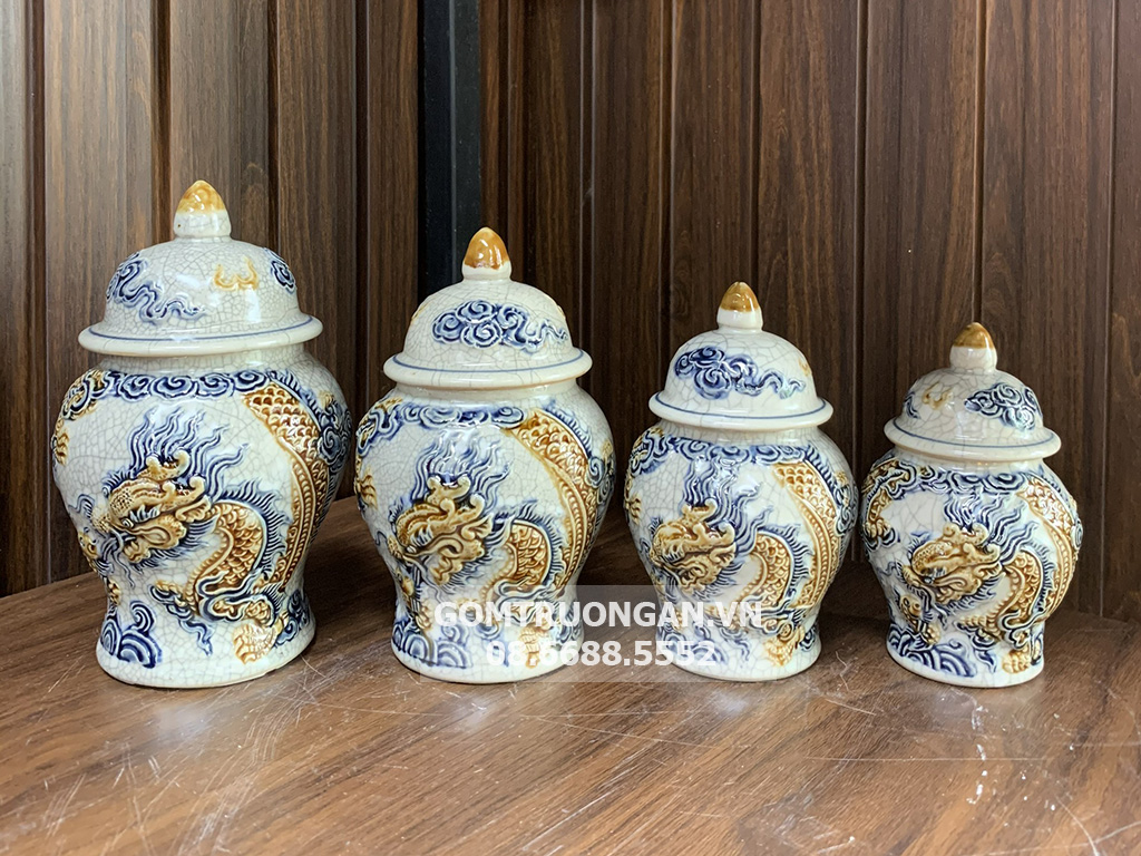 Chóe thờ men rạn nổi rồng cao cấp Trường Xuân S4 1