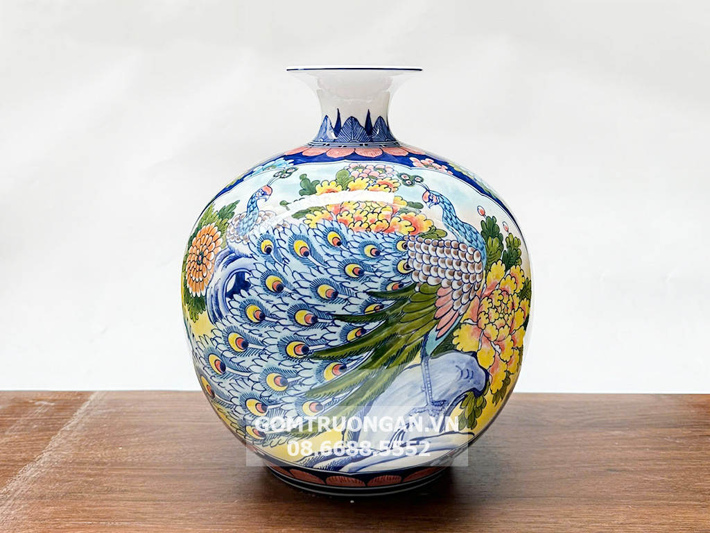 Bình hút tài lộc Thuận Buồm Xuôi Gió Phú Quý men màu 30 3