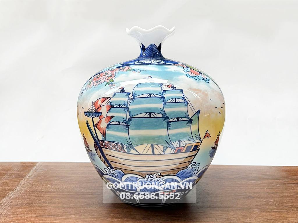 Túi hút tài lộc Thuận Buồm Xuôi Gió Phú Quý men màu 30 3