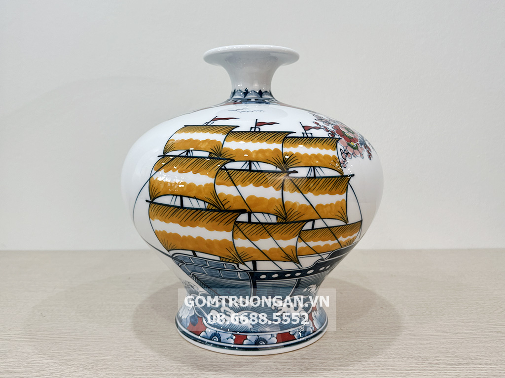 Bình hút tài lộc Thuận Buồm Xuôi Gió Phú Quý men màu đùi dế 3