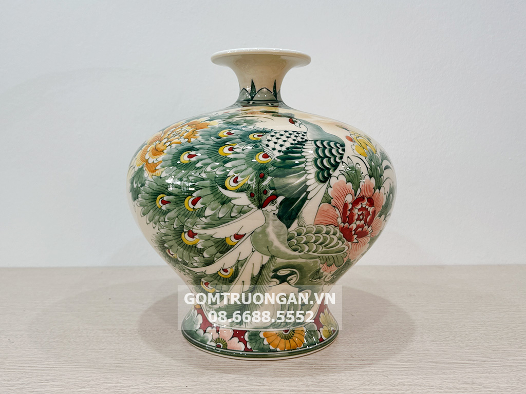 Bình hút tài lộc Thuận Buồm Xuôi Gió Phú Quý men hoàng thổ đùi dế 1