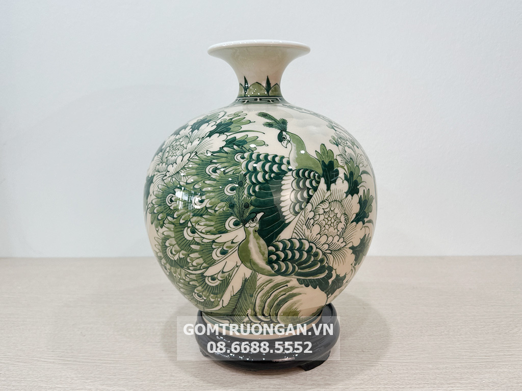 Bình hút lộc Thuận Buồm Xuôi Gió Vinh Hoa Phú Quý men hoàng thổ 1