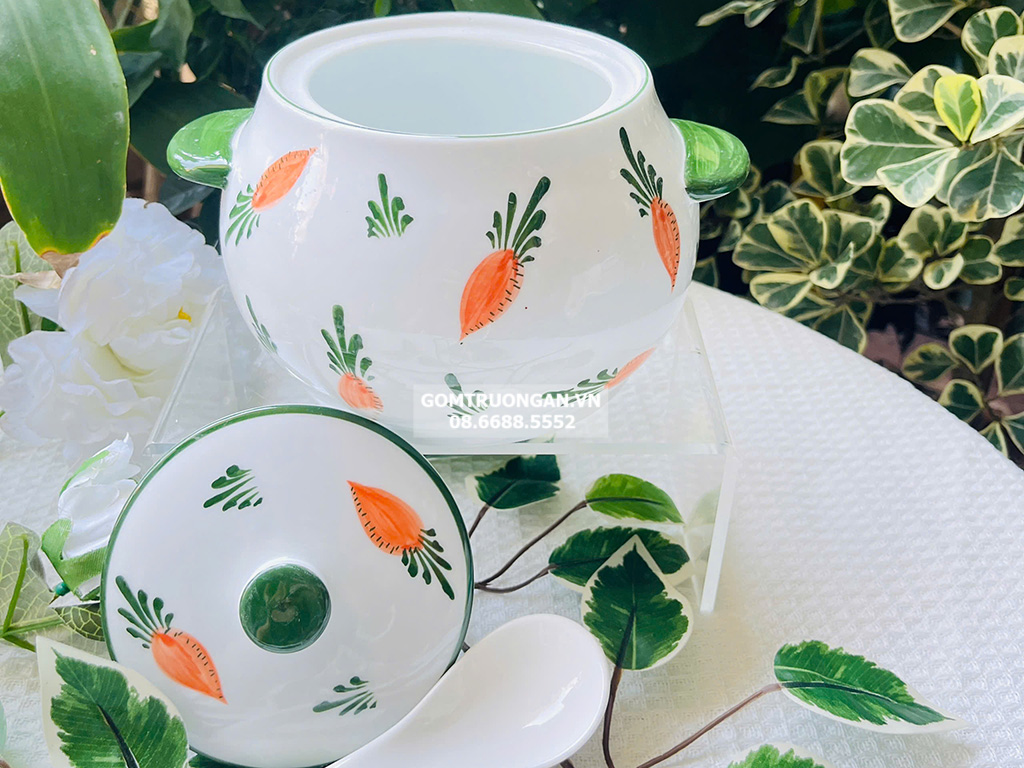 Âu đựng mỡ, hũ đựng mỡ gốm sứ Bát Tràng cao cấp 1L (mẫu ngẫu nhiên) 2