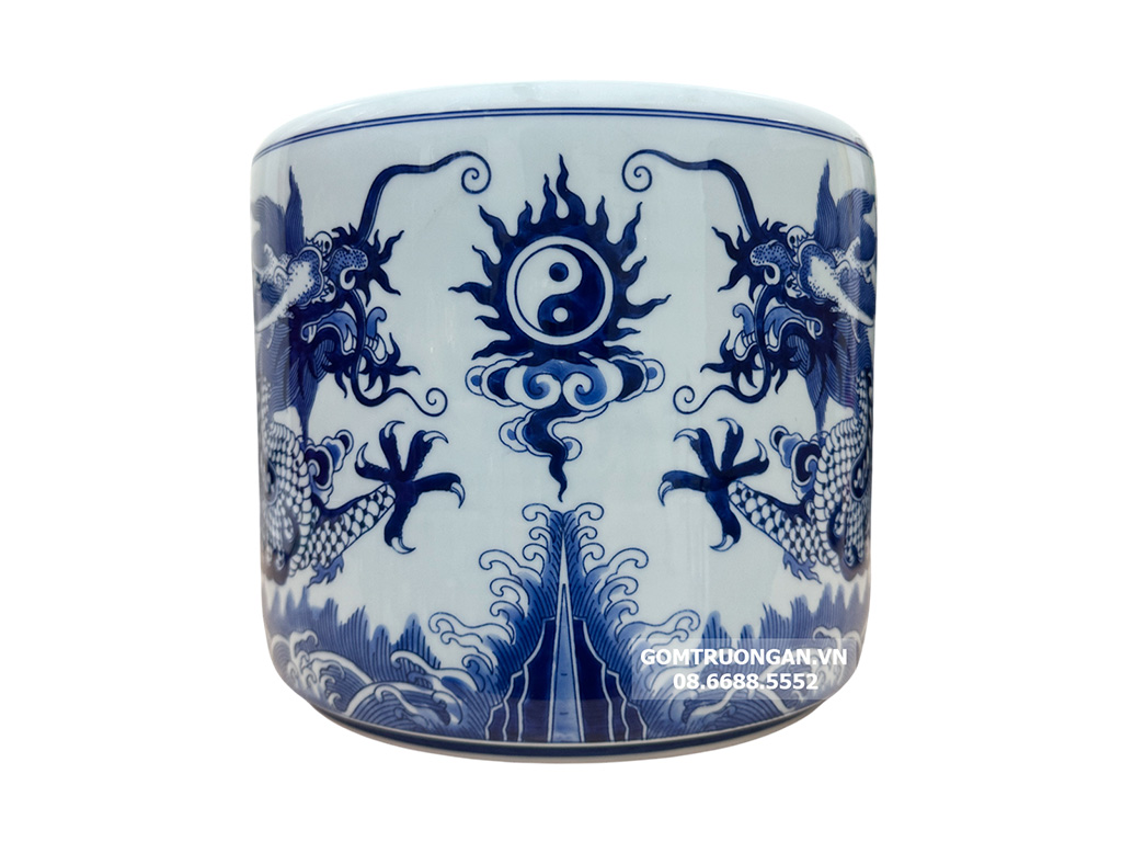 Bát hương rồng men xanh ngọc Lộc Phát 12 3