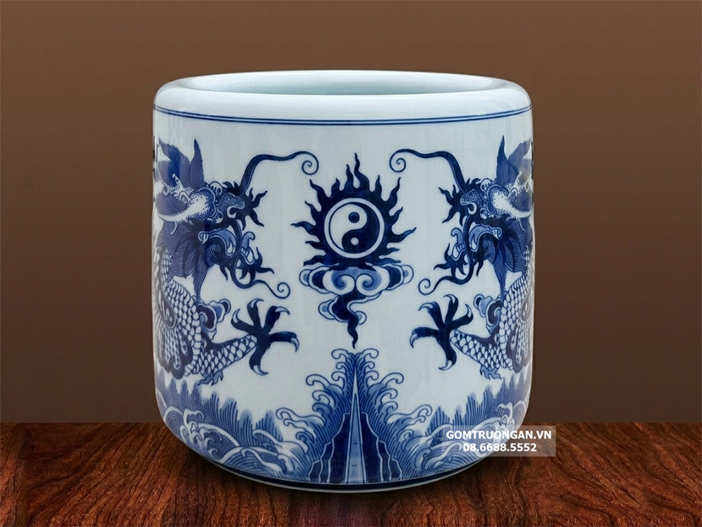 Bát hương rồng men xanh ngọc Lộc Phát 16 1