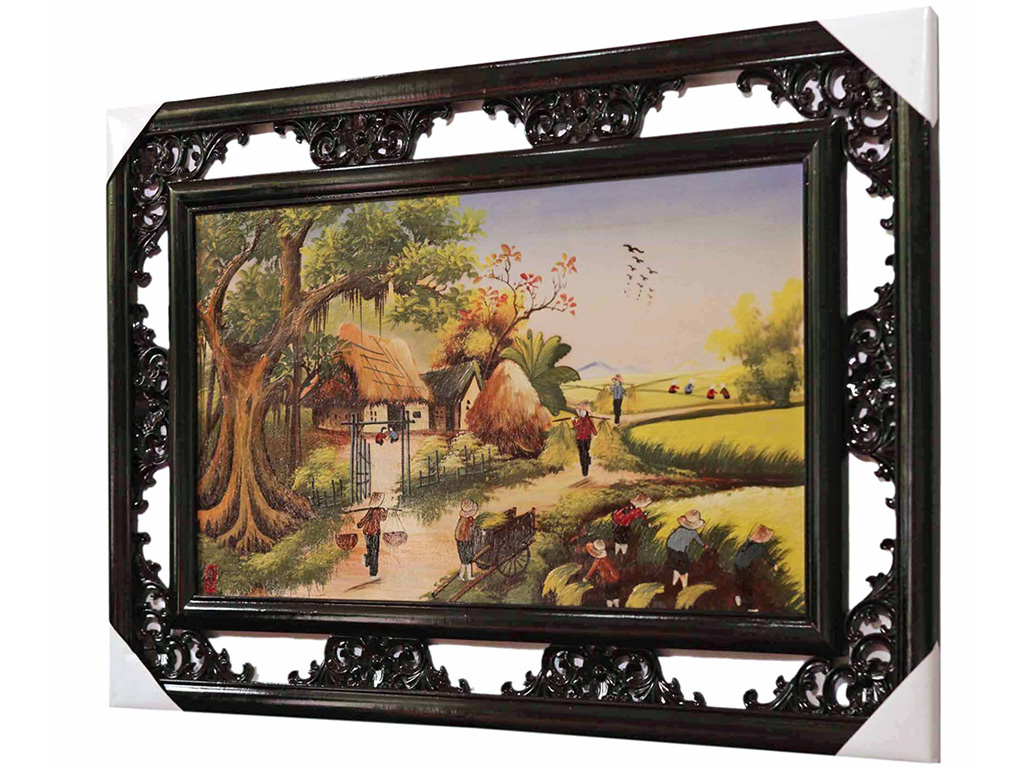 Tranh sứ Bát Tràng cảnh đồng quê 100cm x 60cm 2