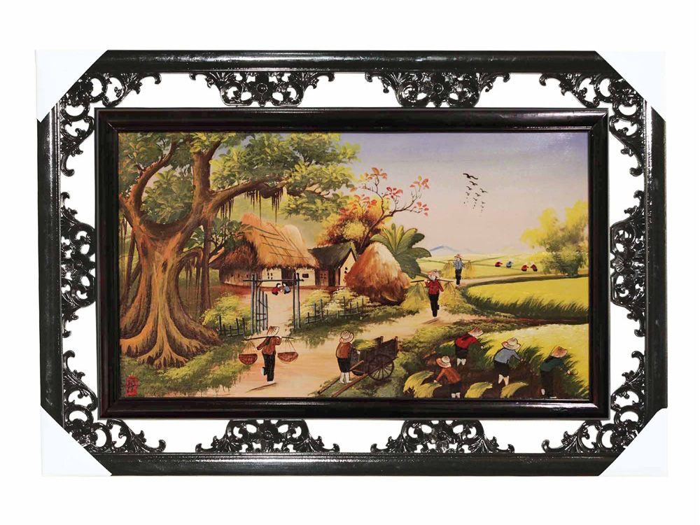 Tranh sứ Bát Tràng cảnh đồng quê 100cm x 60cm 1