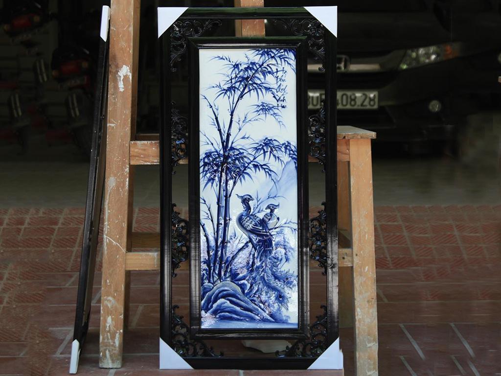 Tranh tứ quý Tùng Cúc Trúc Mai đắp nổi 87x43cm 3