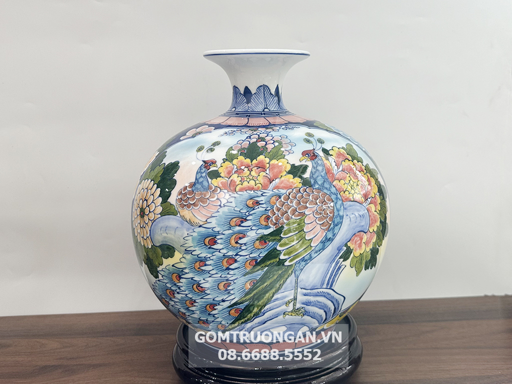 Bình hút tài lộc Thuận Buồm Xuôi Gió Phú Quý men màu 25 3