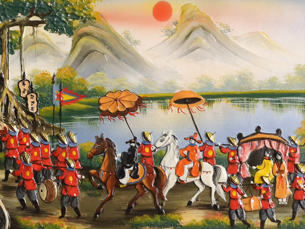 Tranh sứ Bát Tràng vẽ Vinh Quy Bái Tổ 95x55cm 3