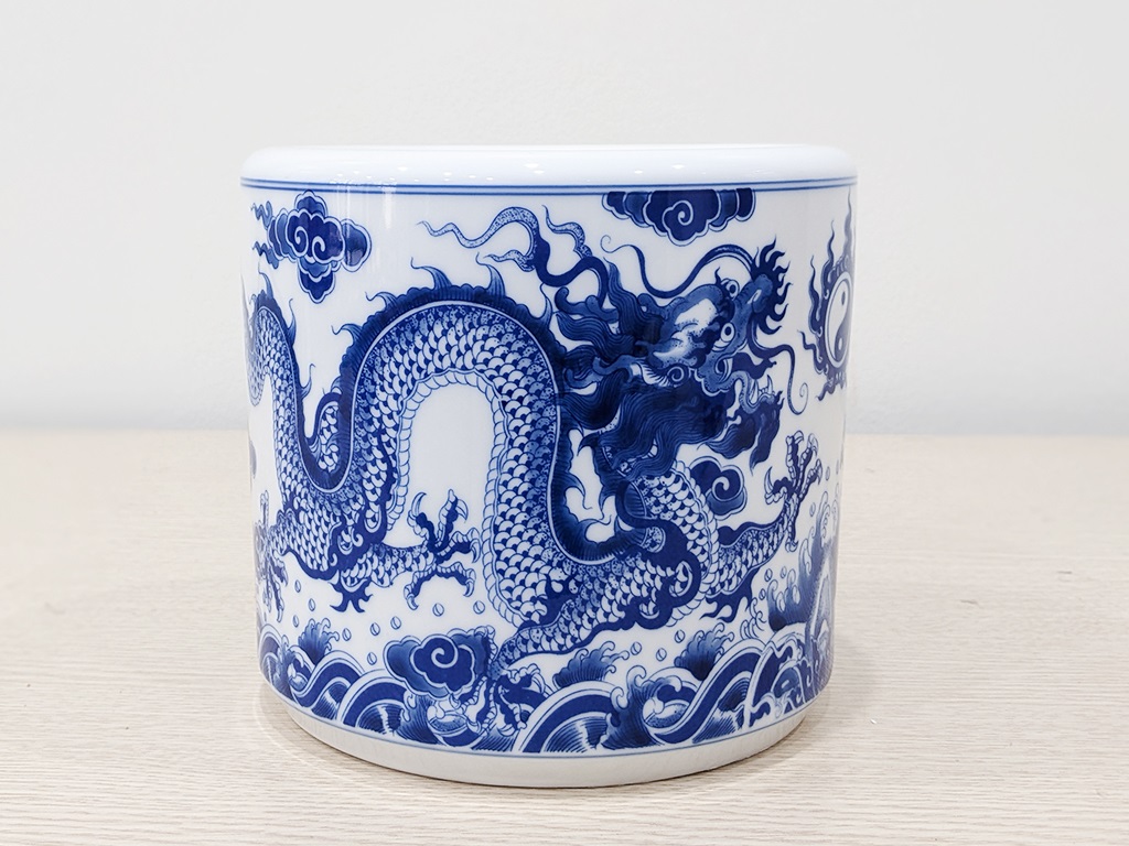 Bát hương Bát Tràng rồng men lam Trường An 16cm 3