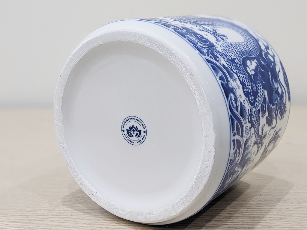 Bát hương Bát Tràng rồng men lam Trường An 16cm 5