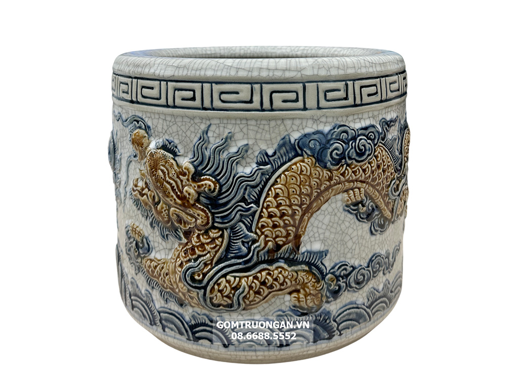 Bát hương men rạn nổi rồng cao cấp Trường Xuân đường kính 20cm 3