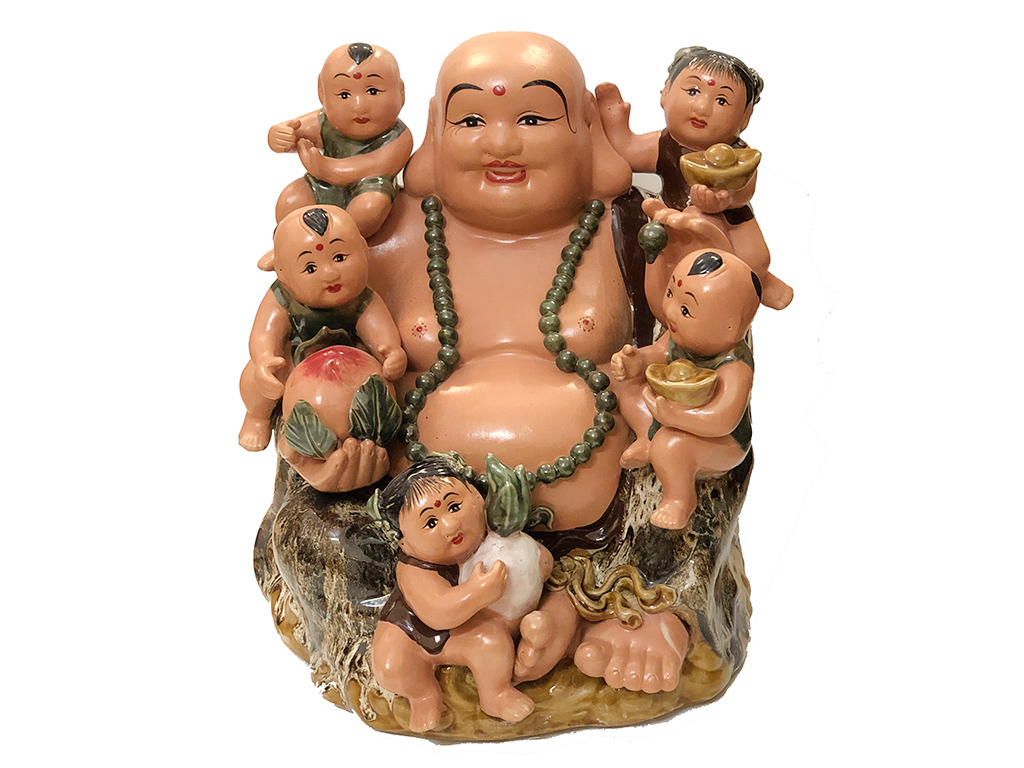 Tượng sứ Di Lặc Ngũ Phúc men hỏa biến 50cm 1