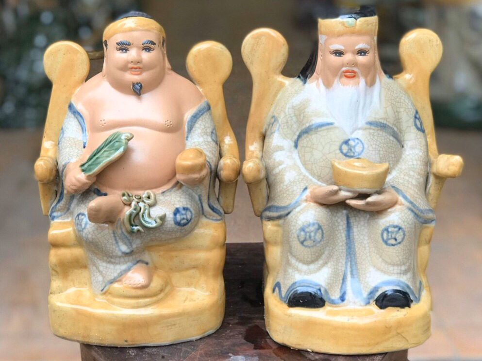 Tượng sứ Thần Tài Thổ Địa ngai cao 27cm 2