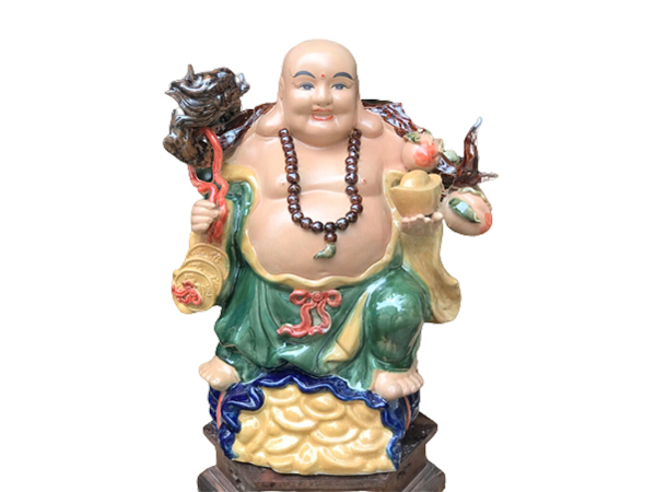 Tượng sứ Di Lặc men màu ghánh tiền hào cao 50cm 1
