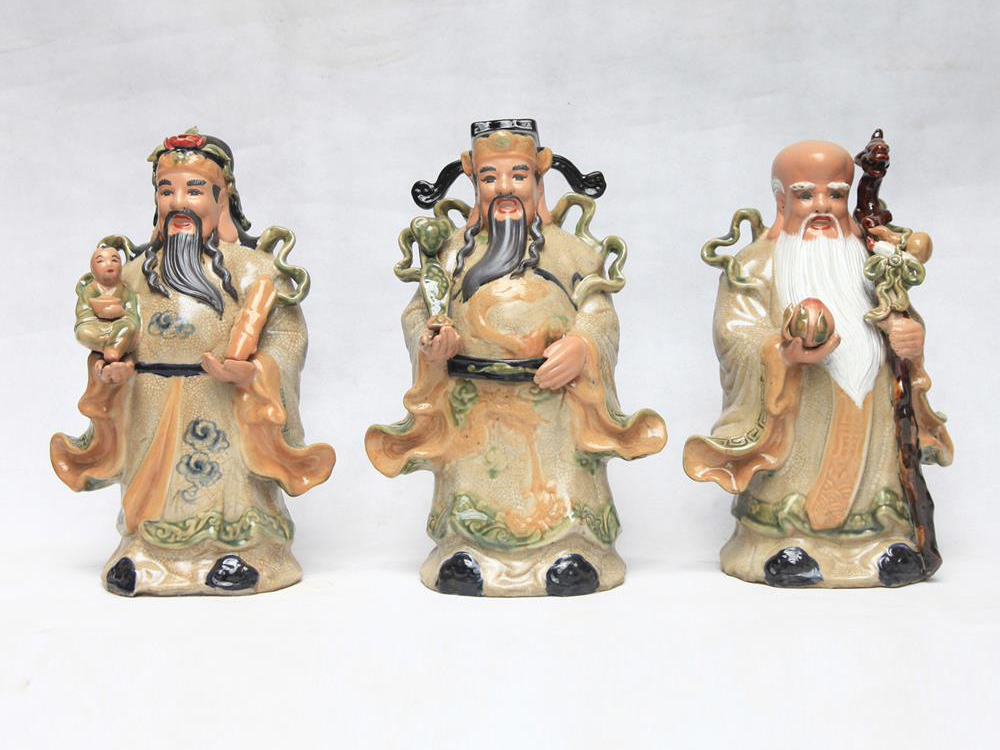 Tượng sứ Phúc Lộc Thọ men rạn cao 40cm 3