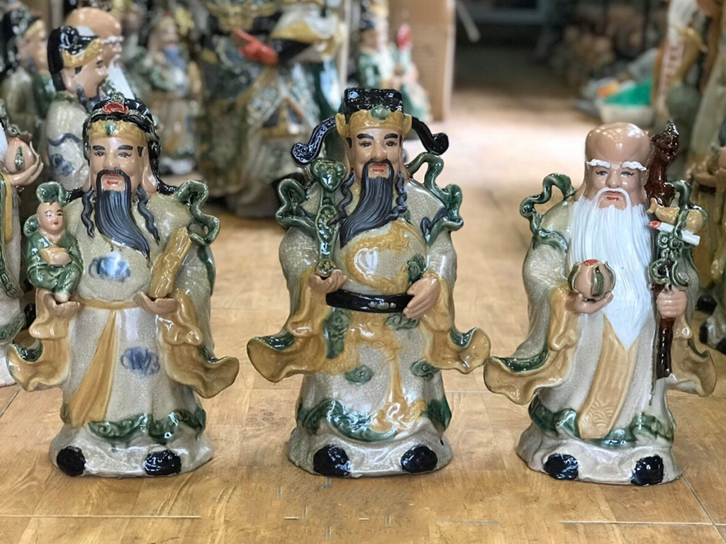 Tượng sứ Phúc Lộc Thọ men rạn cao 40cm 4