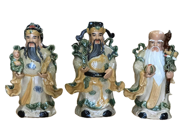 Tượng sứ Phúc Lộc Thọ men rạn cao 40cm 1