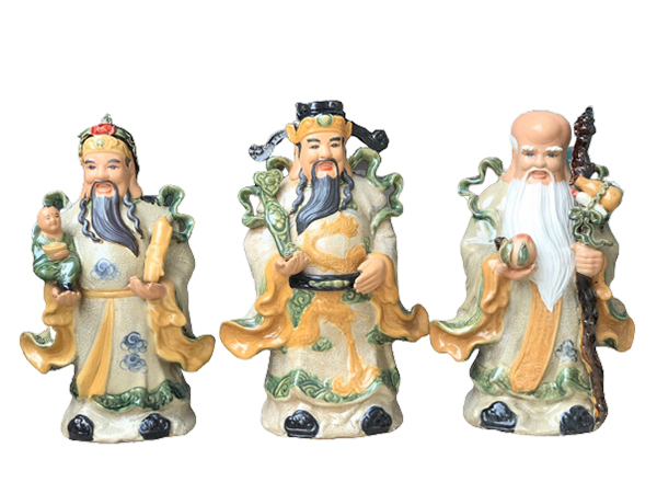 Tượng sứ Phúc Lộc Thọ men rạn cao 60cm 1