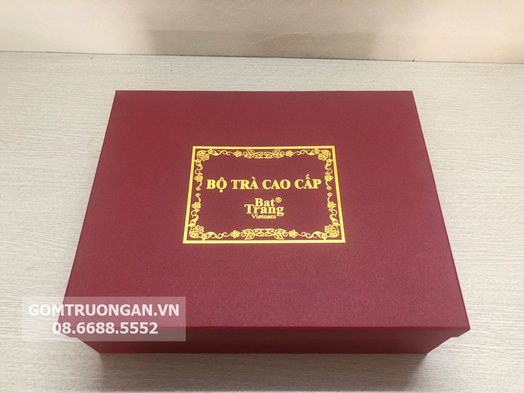 Hộp xi lót lụa vàng ấm chén phụ kiện 4 cao cấp Bát Tràng 2