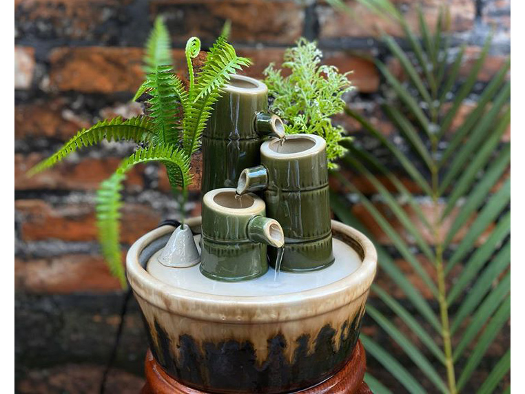 Thác nước phong thủy dáng chậu trúc 20x22cm 1