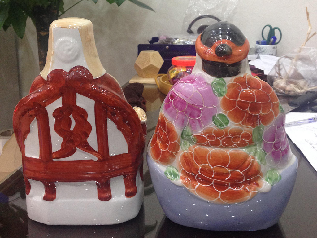 Tượng Thần Tài Thổ Địa trắng vàng kim cao 18cm 3