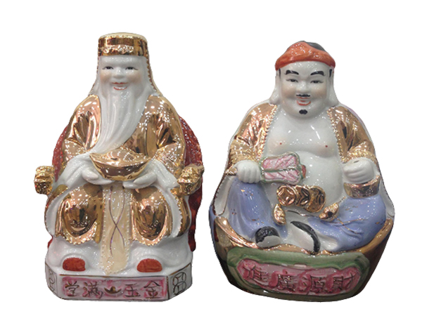 Tượng Thần Tài Thổ Địa trắng vàng kim cao 18cm 1