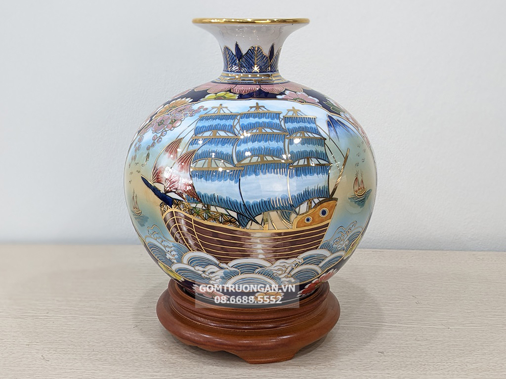 Bình hút tài lộc Thuận Buồm Xuôi Gió Phú Quý Tài Lộc 3D 25cm 1