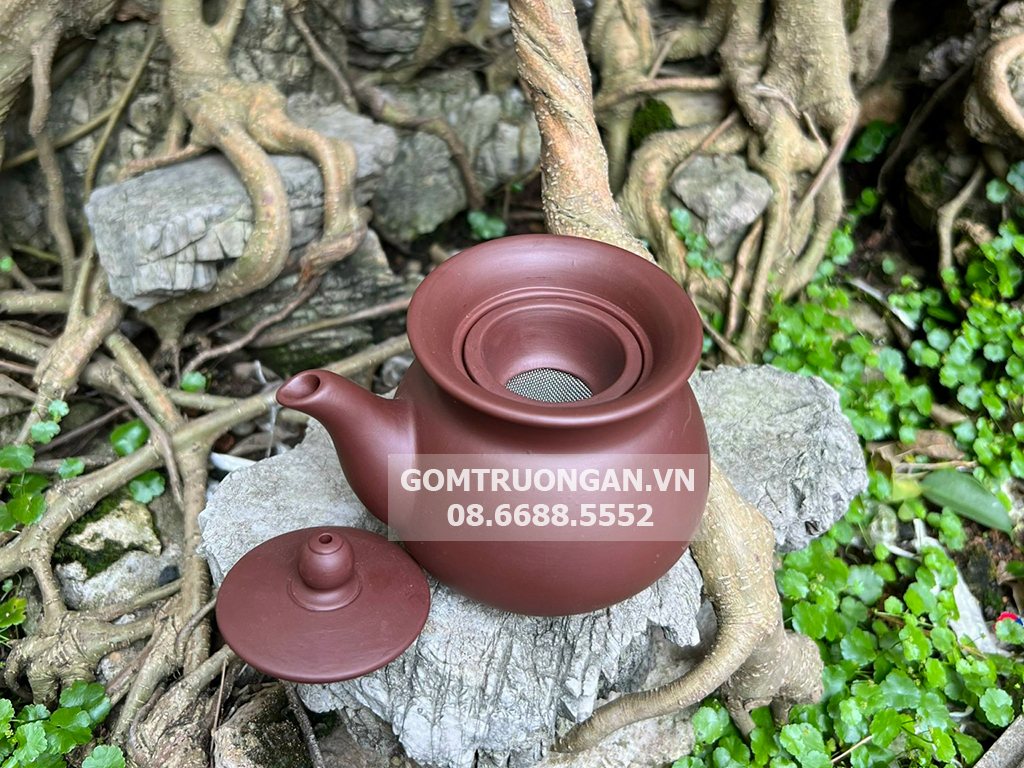 Chén tống uống trà tử sa có lõi lọc inox 2