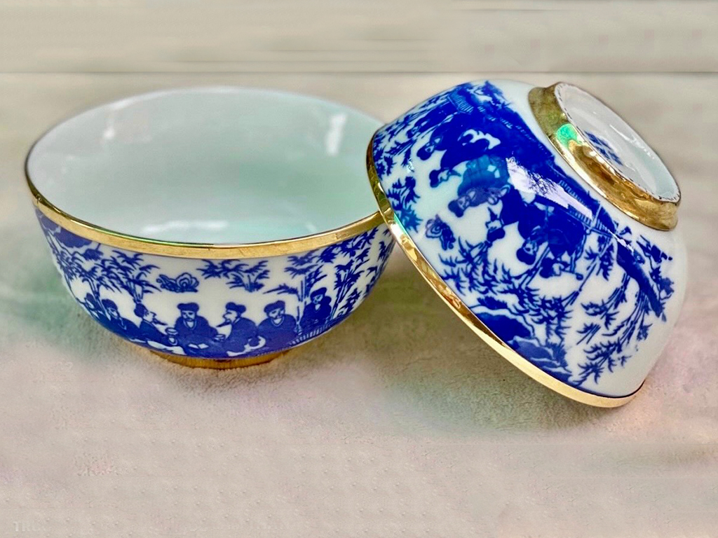 Bát thờ men lam Trúc Lâm Thất Hiền bọc đồng 2