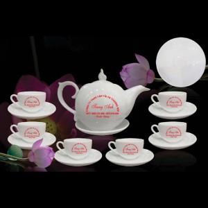 Ấm chén in logo Trang Anh bộ Bưởi lửa s2
