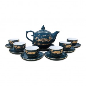 Ấm trà Bát Tràng men xanh cổ vịt Mộc Hương Giang