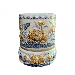 Bát hương men rạn nổi Hoa sen cao cấp Trường Xuân 22cm