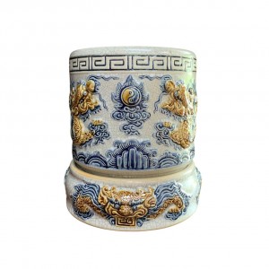 Bát hương men rạn nổi rồng cao cấp Trường Xuân đế sứ 22cm