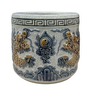 Bát hương men rạn nổi rồng cao cấp Trường Xuân đường kính 22cm