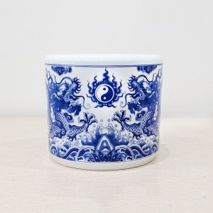 Bát hương rồng men lam Trường An 12cm