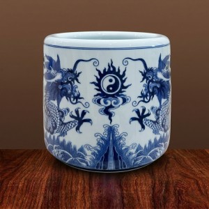 Bát hương rồng men xanh ngọc Lộc Phát 35