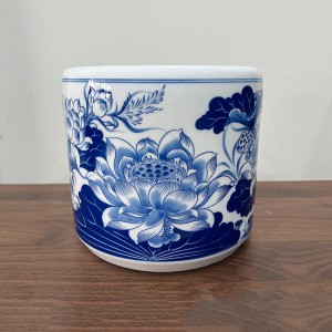 Bát hương sen men lam Vạn Phúc Trường An 20cm