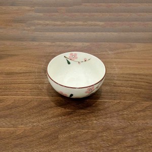 Bát mắm men kem vẽ hoa đào hồng