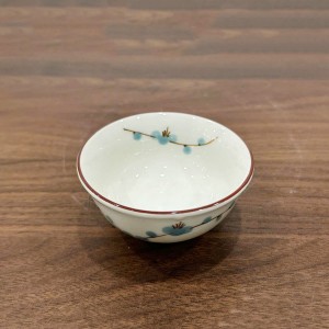 Bát mắm men kem vẽ hoa đào xanh