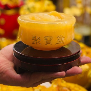 Bát tụ bảo đá ngọc Hoàng Long 6 viên thỏi cỡ nhỏ