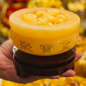 Bát tụ bảo đá ngọc Hoàng Long 6 viên thỏi cỡ vừa