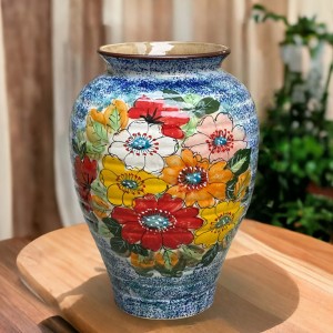 Bình hoa Bát Tràng trang trí decor dáng xoài vẽ bách hoa 27cm