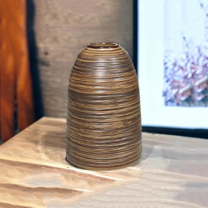 Bình hoa mộc nâu Bát Tràng trang trí decor dáng chuông 26cm