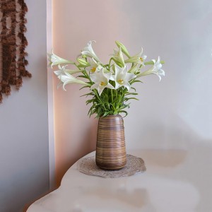 Bình hoa mộc nâu cắm hoa ly đẹp 26cm