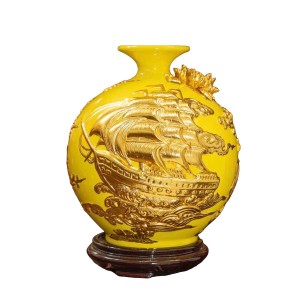 Bình hút lộc đắp nổi dát vàng Thuận Buồm Xuôi Gió 30cm